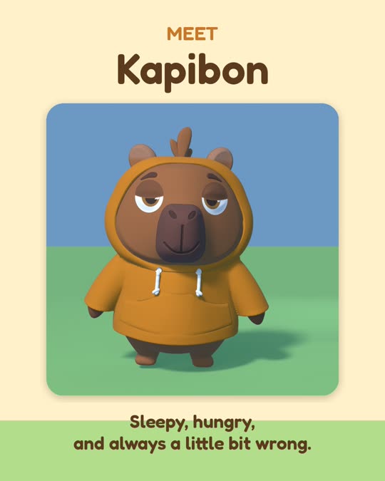 Kapibon — 잠꾸러기, 배고픈, 그리고 늘 조금 서툰.